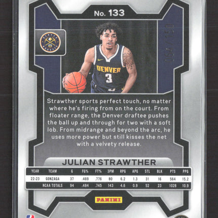 2023 Panini Prizm Basketball Julian Strawther #133 Purple Pulsar RC 064/150