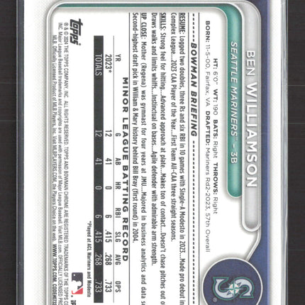 2024 Bowman Chrome Ben Williamson #BCP-67 Mojo Refractor