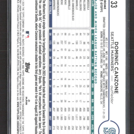 2024 Topps Chrome Dominic Canzone #133 Aqua Wave RC /199