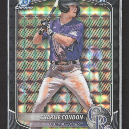 2025 Bowman Chrome Charlie Condon #BCP-75 Black Geometric Refractor 01/10