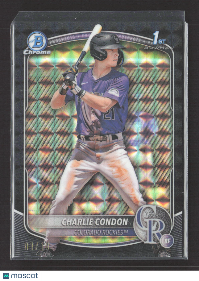 2025 Bowman Chrome Charlie Condon #BCP-75 Black Geometric Refractor 01/10