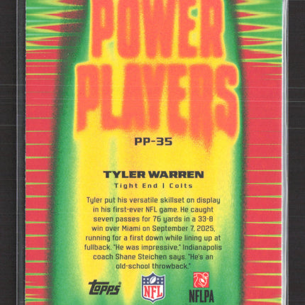 2025 Topps Chrome Power Players Tyler Warren #PP-35 RC