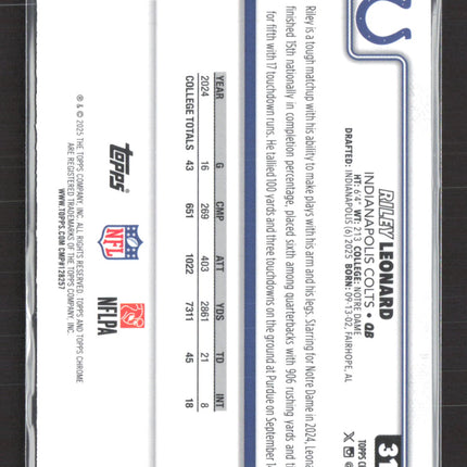 2025 Topps Chrome Riley Leonard #318 RC