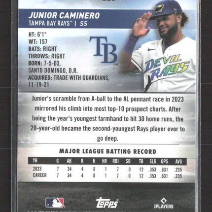 2024 Topps Stadium Club Chrome Junior Caminero #223 Orange RC 85/99