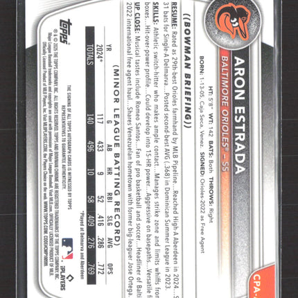 2025 Bowman Chrome Aron Estrada #CPA-AES Blue 085/150 Auto