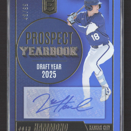 2026 Panini Donruss Elite Baseball Prospect Yearbook Josh Hammond #PYS-JH Blue 48/99 Auto