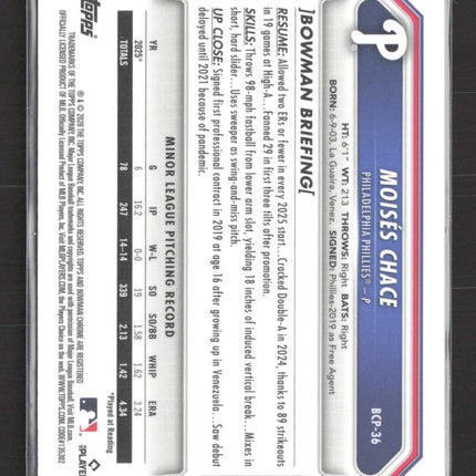 2026 Bowman Sapphire Moisés Chace #BCP-36 Yellow /75 1st Bowman