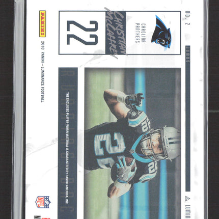 2018 Panini Luminance Christian McCaffrey #2 Jumbo Patch Memorabilia