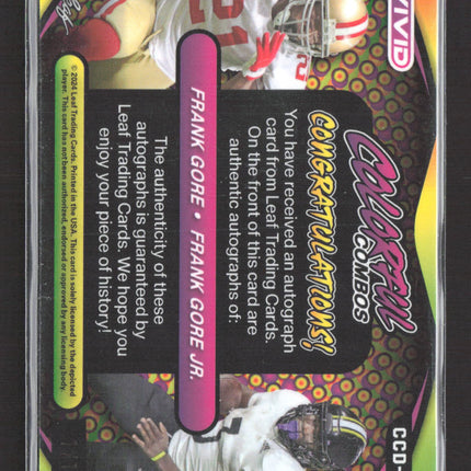 2024 Leaf Vivid Colorful Combos Frank Gore Frank Gore Jr. #CCD-13 Auto 1/1