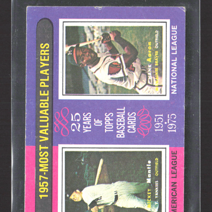 1975 Topps Hank Aaron Mickey Mantle #195