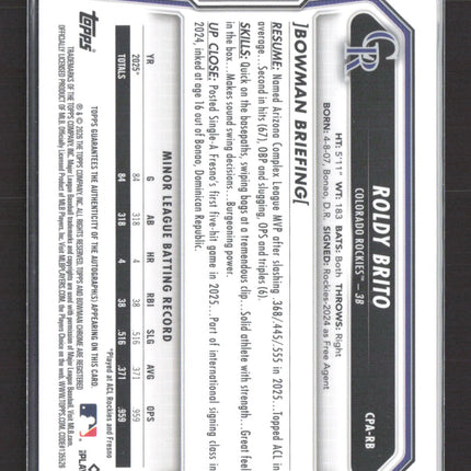2026 Bowman Chrome Roldy Brito #CPA-RB Auto