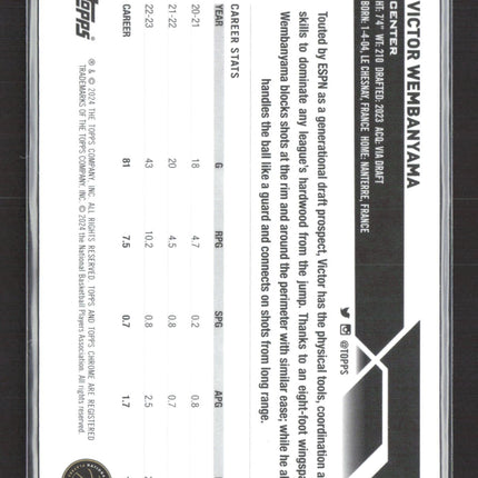 2024 Topps Chrome Basketball Victor Wembanyama #1 RC