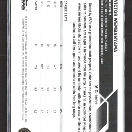 2024 Topps Chrome Victor Wembanyama #1 RC