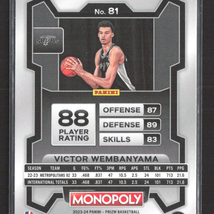 2024 Panini Prizm Monopoly Basketball Victor Wembanyama #81 RC