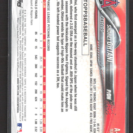 2018 Topps Angels Team Set Shohei Ohtani #A-17 RC