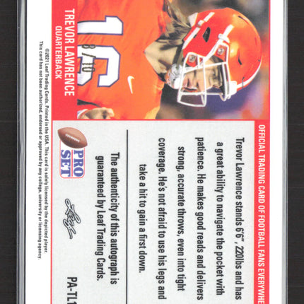 2021 Leaf Pro Set Trevor Lawrence #PA-TL1 RC Auto 8/10