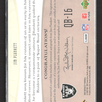 2007 Upper Deck Artifacts NFL Facts Jim Plunkett #NF-JP Auto