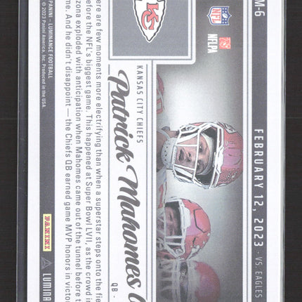 2023 Panini Luminance Football Patrick Mahomes II #M-6 Moments