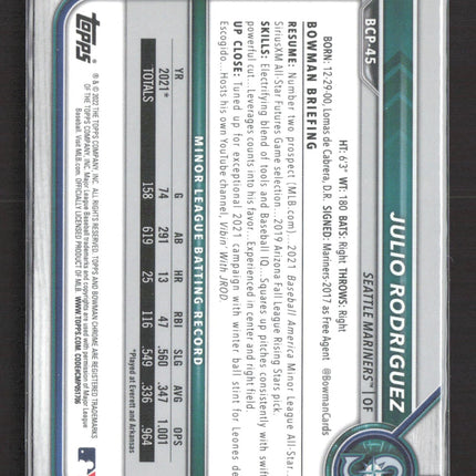 2022 Bowman Chrome Julio Rodriguez #BCP-45
