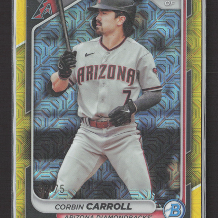 2024 Bowman Chrome Corbin Carroll #25 Yellow Mini-Diamond Refractor 32/75