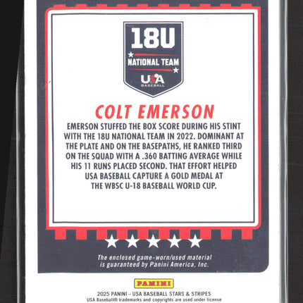 2025 Panini USA Baseball Stars & Stripes Colt Emerson #USA-CE Patch