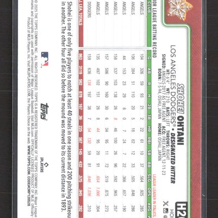 2025 Topps Holiday Shohei Ohtani Ginger Bread Back #H200