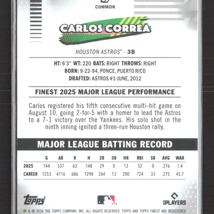 2026 Topps Finest Carlos Correa #42 Aqua Shimmer 073/199