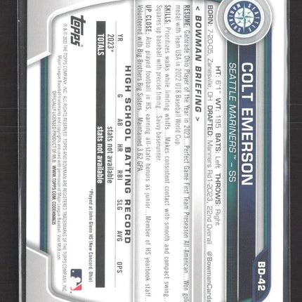 2023 Bowman Draft Colt Emerson #BD-42