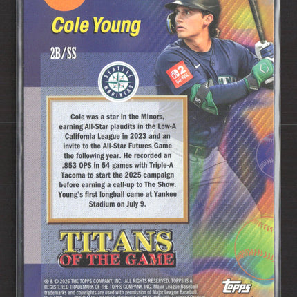 2026 Topps Titans of the Game Cole Young #TOG-39 RC