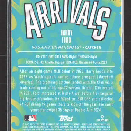 2026 Topps Finest Arrivals Harry Ford #A-14 RC 90/99