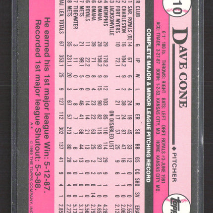 1989 Topps Tiffany Dave Cone #710