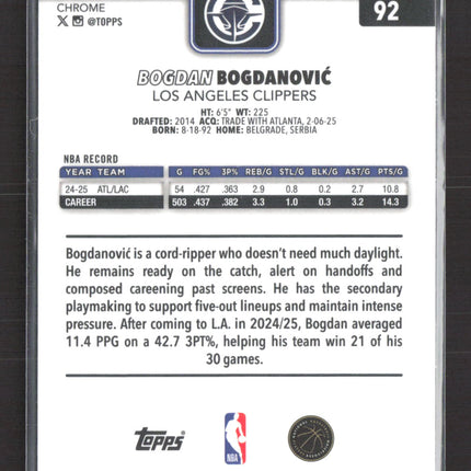 2026 Topps Chrome Bogdan Bogdanović #92 Aqua 157/199
