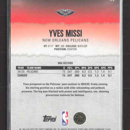 2026 Topps Signature Class Yves Missi #44