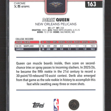 2026 Topps Chrome Derik Queen #163 Green Speckle Refractor RC