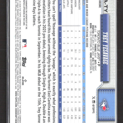 2026 Topps Chrome Trey Yesavage #RA-TY Yellow RC Auto /275