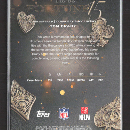 2025 Topps Chrome Fortune 15 Tom Brady #F15-35 Yellow 135/275
