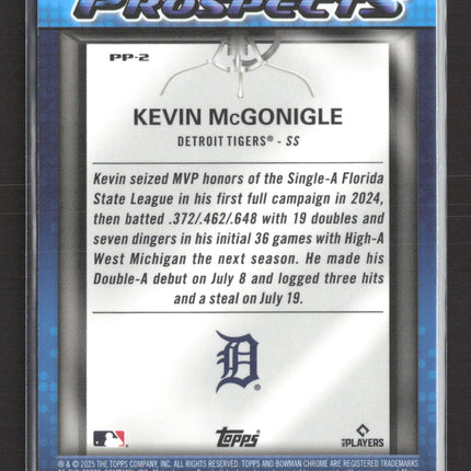 2025 Bowman Chrome Prized Prospects Kevin McGonigle #PP-2