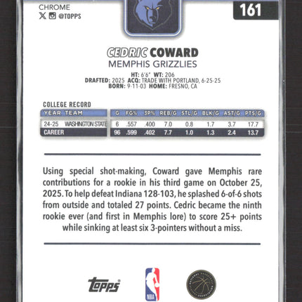 2026 Topps Chrome Cedric Coward #161 RC