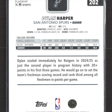 2025 Topps Dylan Harper #202 Cracked Ice RC