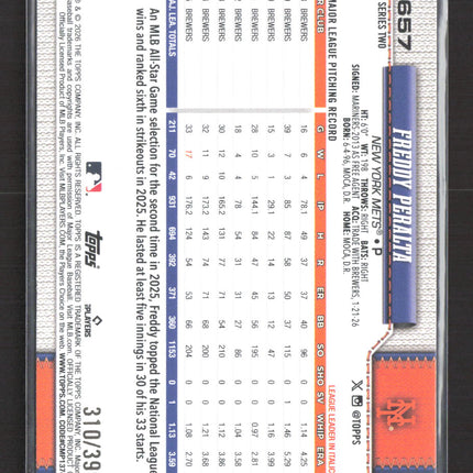2026 Topps Series Two Freddy Peralta #657 Yellow Border /399