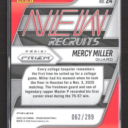 2026 Panini Prizm Mercy Miller #24 Red 062/299