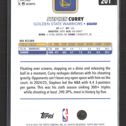 2025 Topps Chrome Stephen Curry #201 X-Fractor