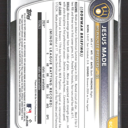 2025 Bowman Chrome Jesus Made #BCP-50 Mega Box Mojo Refractor