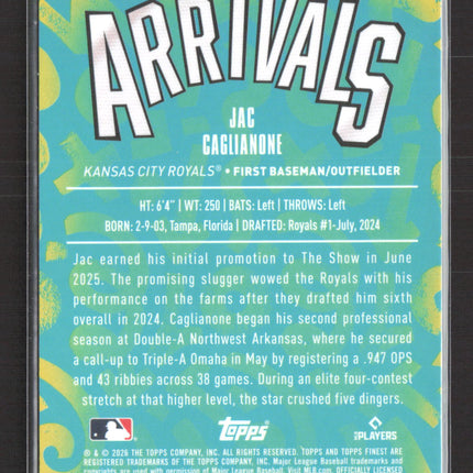 2026 Topps Finest Arrivals Jac Caglianone #A-1 RC