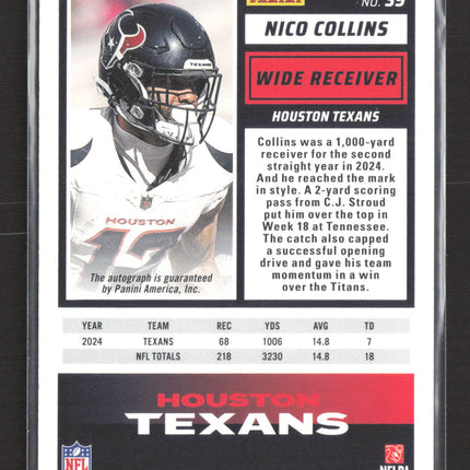 2025 Panini Score Football Nico Collins #39 Auto