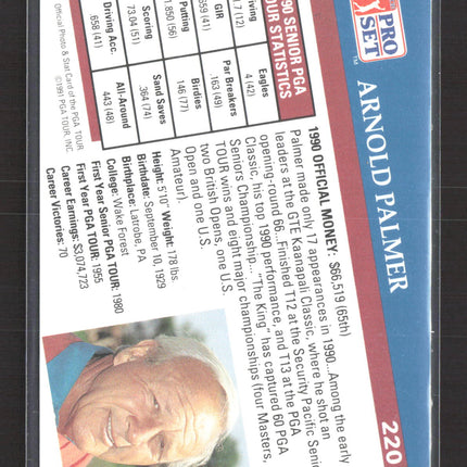 1991 Pro Set Golf Arnold Palmer #220 IP Auto