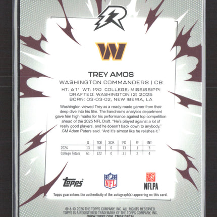 2026 Topps Resurgence Trey Amos #199 Pink 015/299 RC Auto