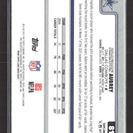 2025 Topps Chrome Brandon Aubrey #81 Green 09/99