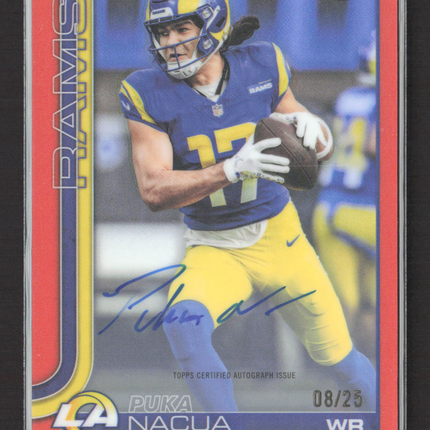 2025 Topps Chrome Football Puka Nacua #BA-PN Orange 08/25 Auto