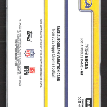 2025 Topps Chrome Football Puka Nacua #BA-PN Orange 08/25 Auto